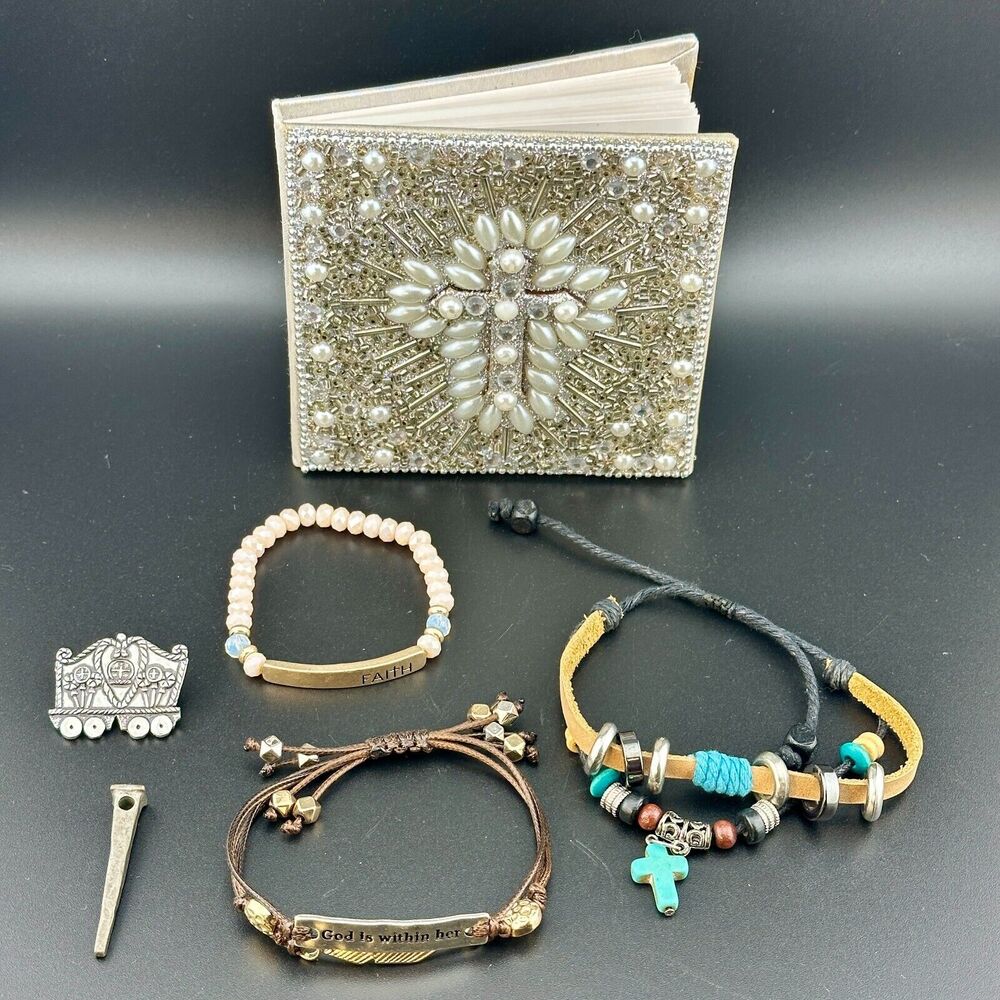 Lot Christian Religious Catholic Faith Mix Three Bracelets Notebook Magnet